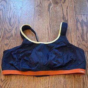 Freya - Navy Sports Bra With Orange & Yellow Details - US 38G